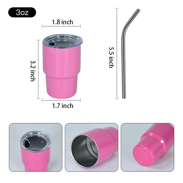 3oz Shot Glass Mini Tumbler With Lid