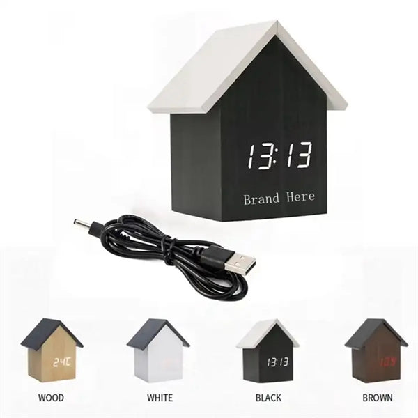 House Design Digital Wooden Alarm Clock
