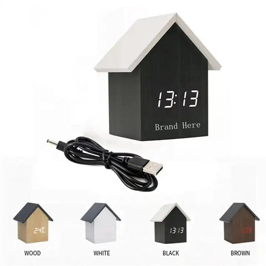 House Design Digital Wooden Alarm Clock