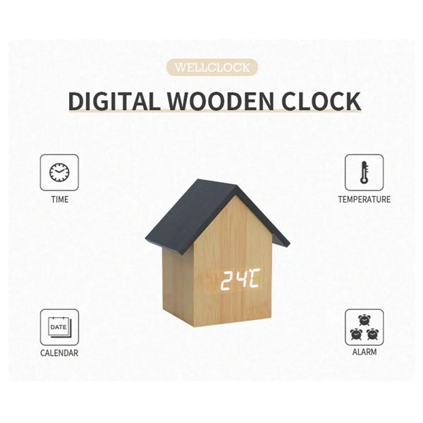 House Design Digital Wooden Alarm Clock