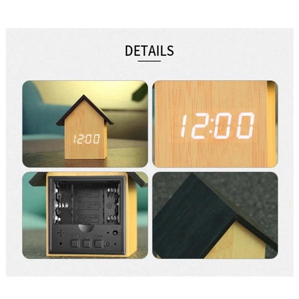House Design Digital Wooden Alarm Clock