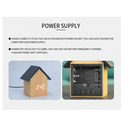 House Design Digital Wooden Alarm Clock