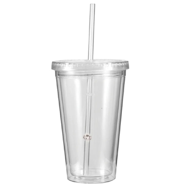 16oz Insulated Acrylic Tumblers with Lid & Straw
