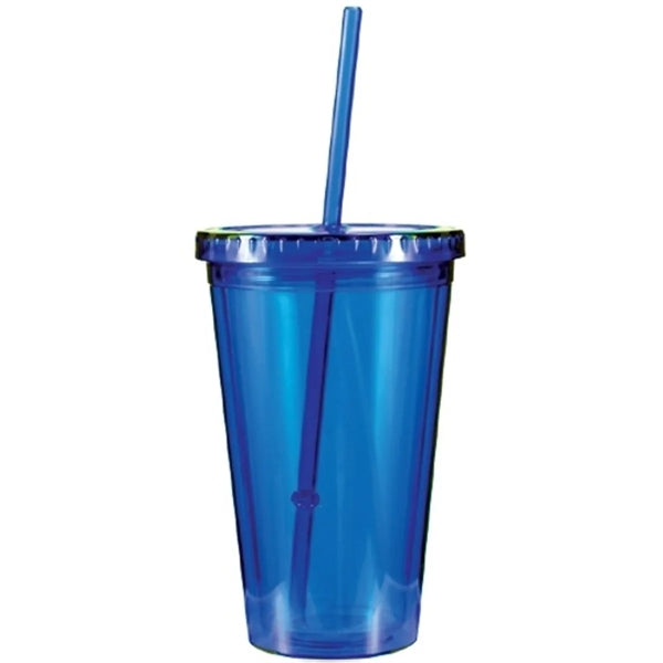 16oz Insulated Acrylic Tumblers with Lid & Straw