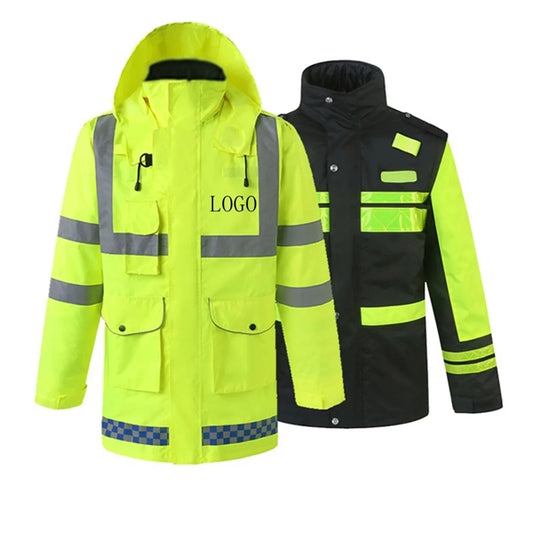 Winter Safety Jacket Reflective Raincoat 5 in 1 High Vis