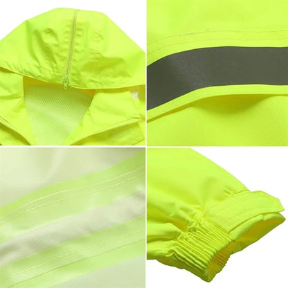 Hi Vis Rain Jacket Reflective Safety Long Cloak Coat