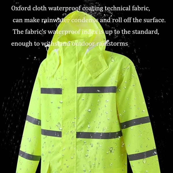 Hi Vis Rain Jacket Reflective Safety Long Cloak Coat