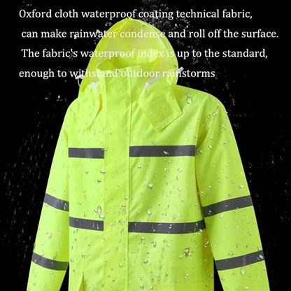 Hi Vis Rain Jacket Reflective Safety Long Cloak Coat