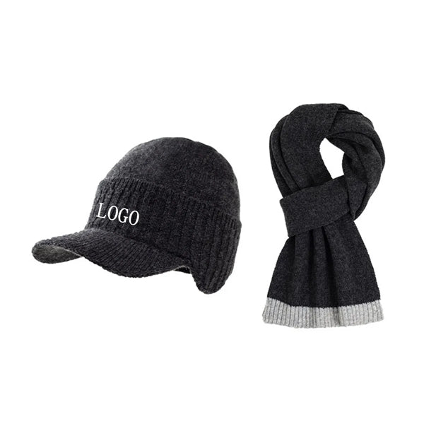 Wool Winter Warm Knit Hat And Scarf Set