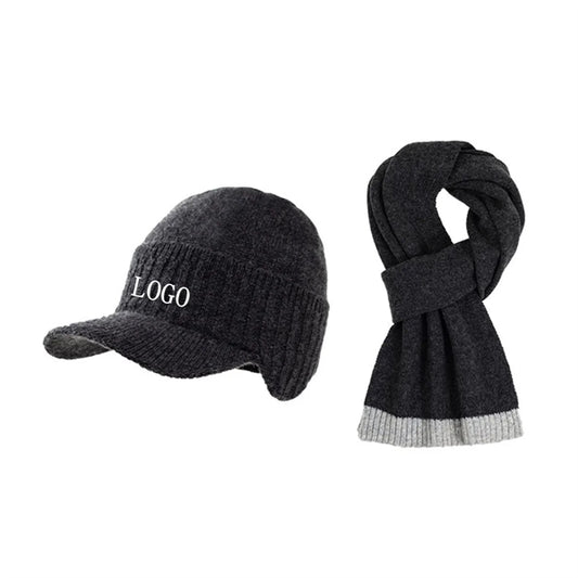 Wool Winter Warm Knit Hat And Scarf Set