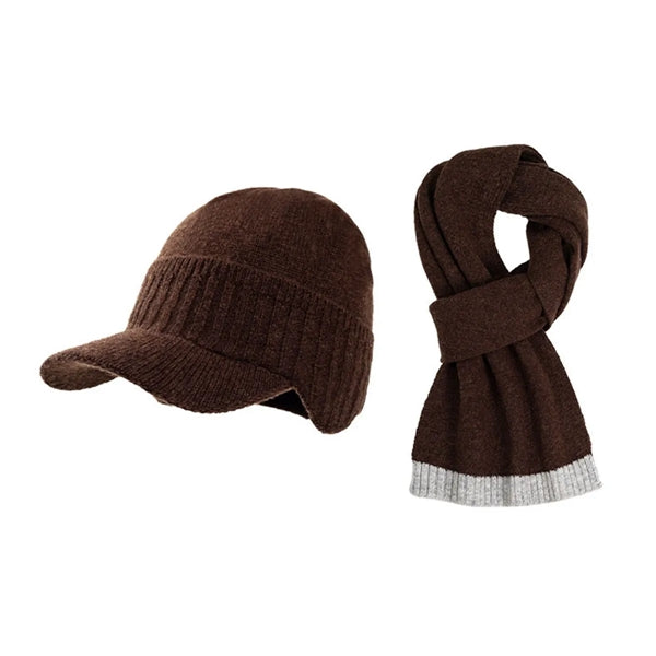 Wool Winter Warm Knit Hat And Scarf Set