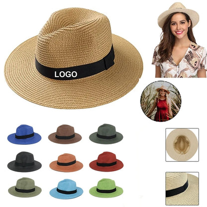 Women Wide Brim Travel Straw Panama Beach Hat