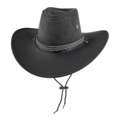 Suede Western Cowboy Sun Hat With Strap