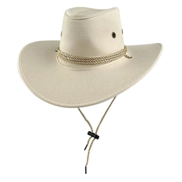 Suede Western Cowboy Sun Hat With Strap