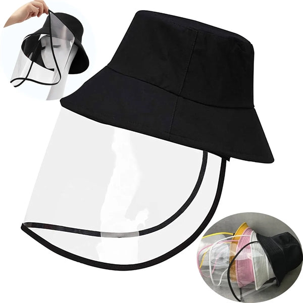 Cotton Bucket Hat With Detachable Transparent Face Mask