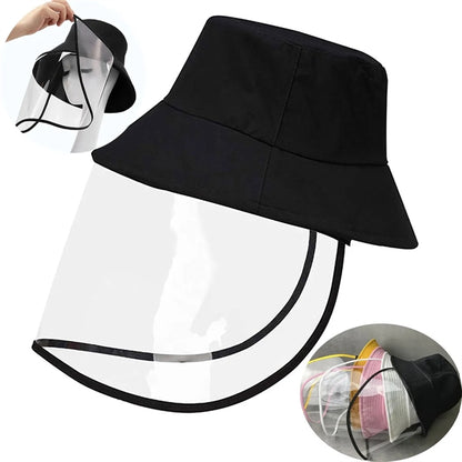 Cotton Bucket Hat With Detachable Transparent Face Mask