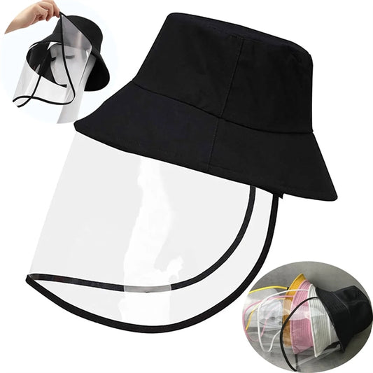 Cotton Bucket Hat With Detachable Transparent Face Mask