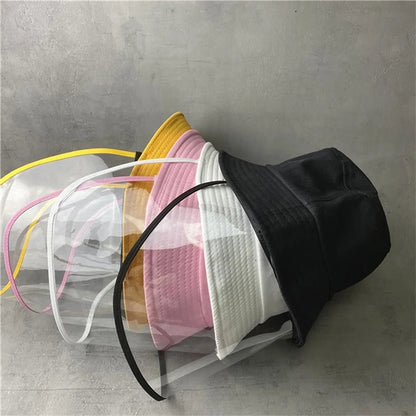Cotton Bucket Hat With Detachable Transparent Face Mask