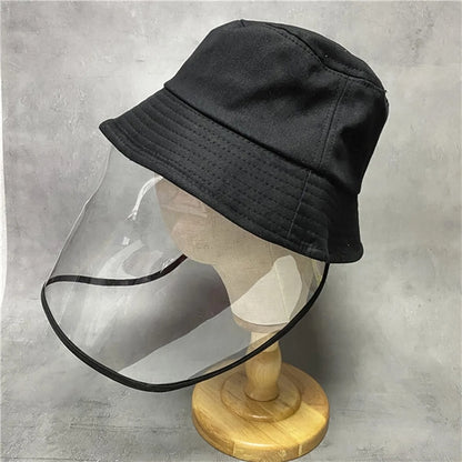 Cotton Bucket Hat With Detachable Transparent Face Mask
