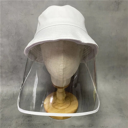 Cotton Bucket Hat With Detachable Transparent Face Mask