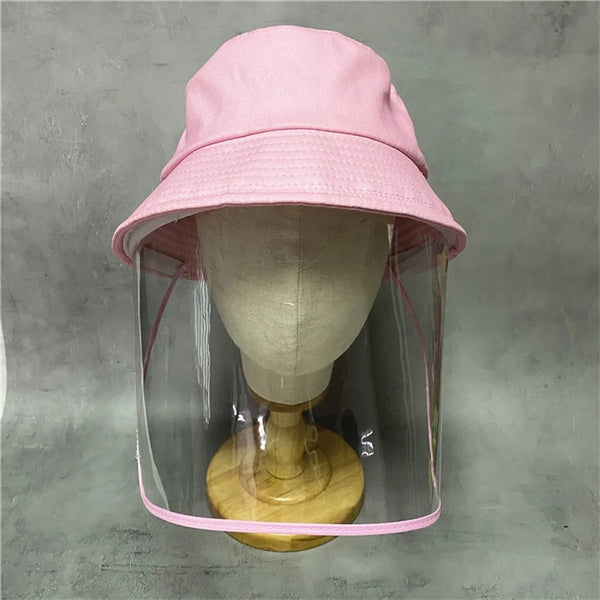 Cotton Bucket Hat With Detachable Transparent Face Mask