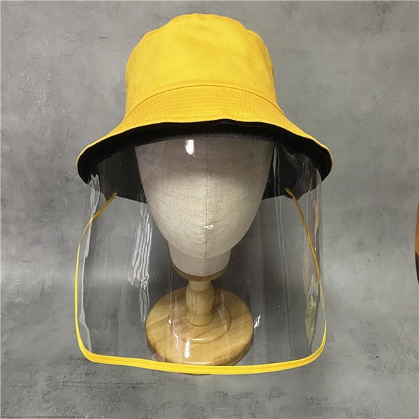 Cotton Bucket Hat With Detachable Transparent Face Mask