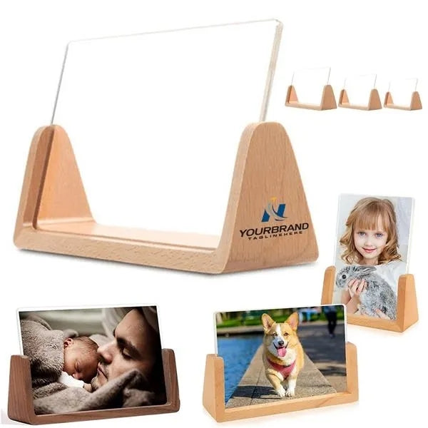 Clear Acrylic Cover Photo Wooden Base Frame