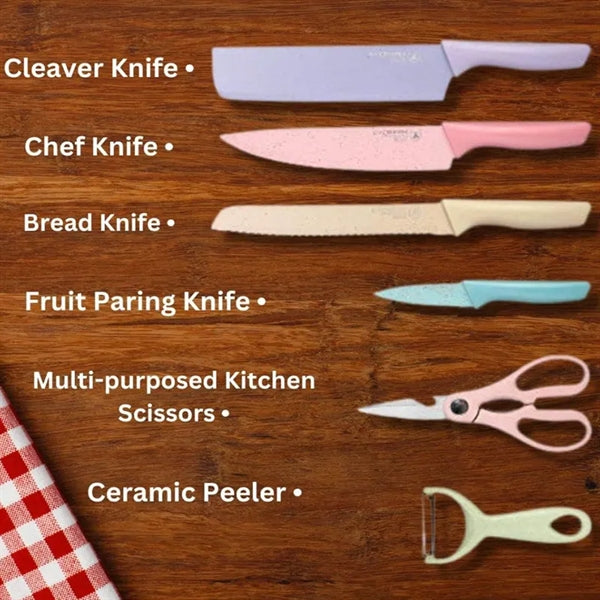 7 Pcs Colorful Cutting Knife Set