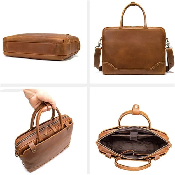 15.6 Inch Laptop Genuine Leather Men's Handbag Briefcase