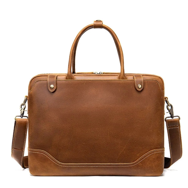 15.6 Inch Laptop Genuine Leather Men's Handbag Briefcase