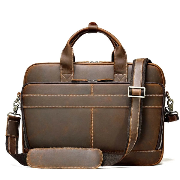 15.6 Inch Laptop Genuine Leather Men's Handbag Briefcase