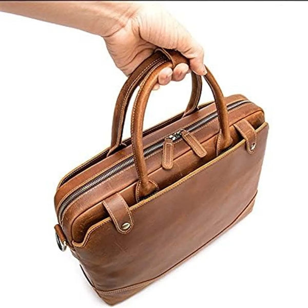 15.6 Inch Laptop Genuine Leather Men's Handbag Briefcase