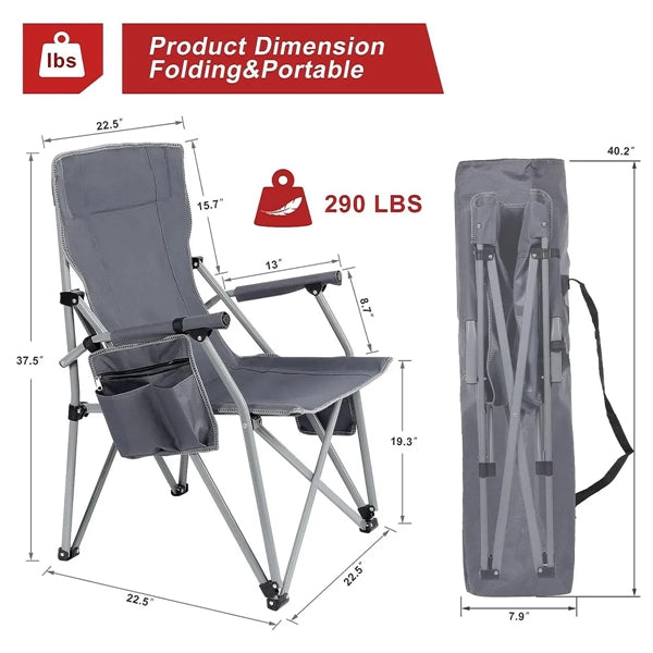 USB Heated Portable Folding Camping Lawn Chairs with Armrest