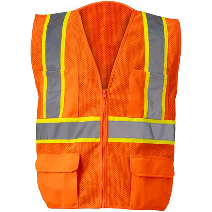 Hi Vis Class 2 Reflective Zipper Mesh Safety Vest 4 Pockets