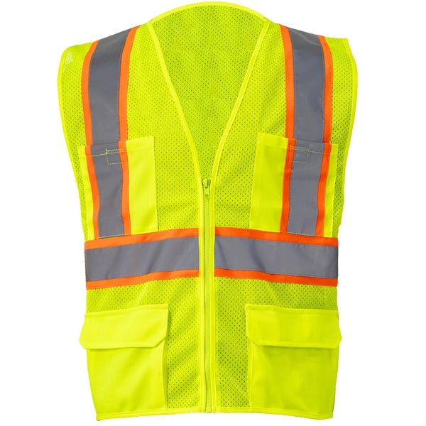 Hi Vis Class 2 Reflective Zipper Mesh Safety Vest 4 Pockets