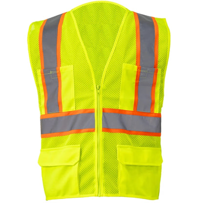 Hi Vis Class 2 Reflective Zipper Mesh Safety Vest 4 Pockets