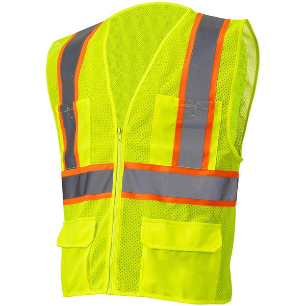 Hi Vis Class 2 Reflective Zipper Mesh Safety Vest 4 Pockets