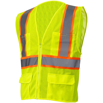 Hi Vis Class 2 Reflective Zipper Mesh Safety Vest 4 Pockets