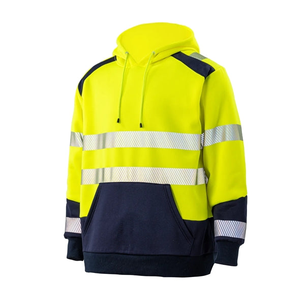 Hi Vis Class 3 Segmented Tape Safety Hoodie Kangaroo Pocket
