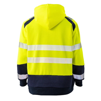 Hi Vis Class 3 Segmented Tape Safety Hoodie Kangaroo Pocket