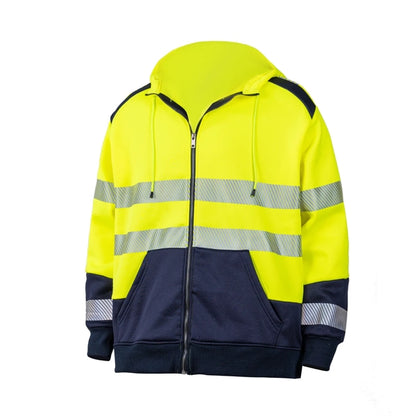 Hi Vis Class 3 Segmented Tape Safety Zipper Hoodie w/ Pocket