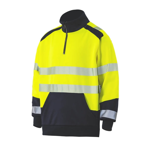 Hi Vis Class 3 Segmented Tape Safety Pocket Quarter-Zip