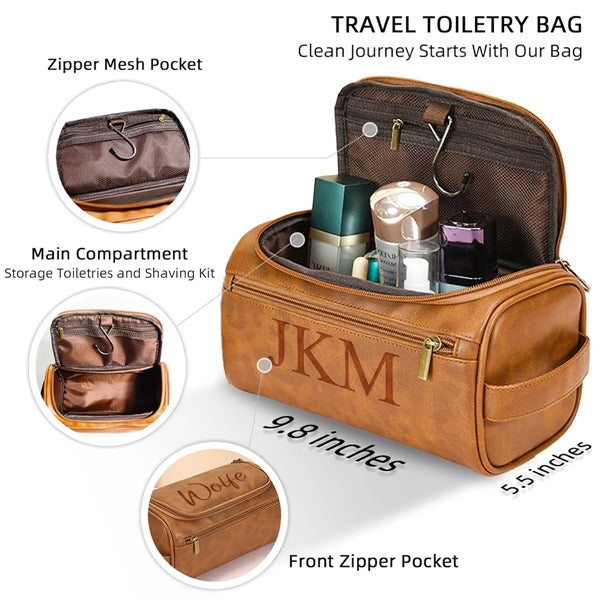 Custom Men Leather Toiletry Bag