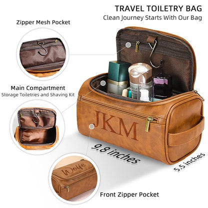 Custom Men Leather Toiletry Bag