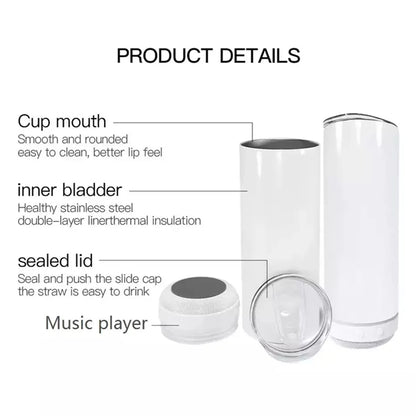 20oz Music Speaker Tumbler With Straw