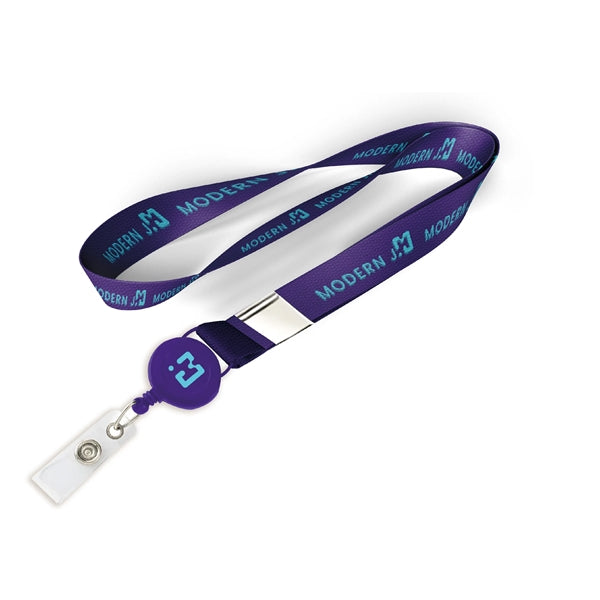 3/4" Polyester/Badge Reel/Metal Clip Lanyard Combo