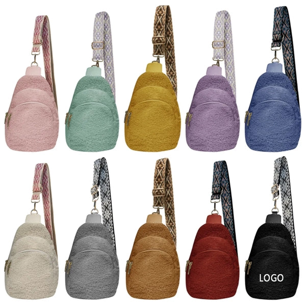 Sherpa Sling Crossbody Bag, Soft Cozy Everyday Purse.