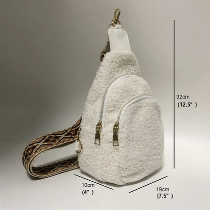 Sherpa Sling Crossbody Bag, Soft Cozy Everyday Purse.