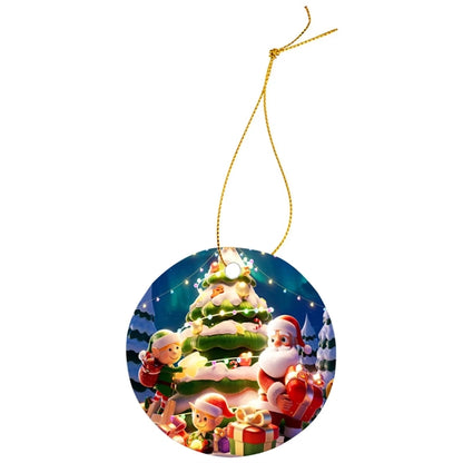 3" Circle Ceramic Christmas Ornament