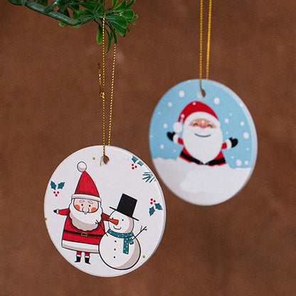 3" Circle Ceramic Christmas Ornament